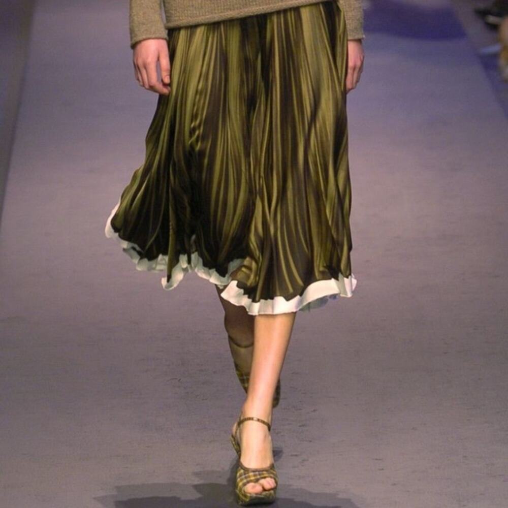 Prada Fall 2004 Runway Brown Yellow Plaid Preppy Sculptural Wedge Sandals IT 35 - Picture 3 of 13